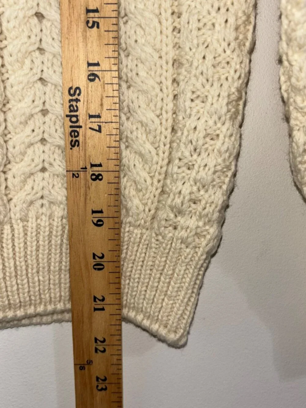 Carraig Donn Kids Aran Cardigan XXL Cream 100% Merino Wool Sweater Ireland - Picture 9 of 10